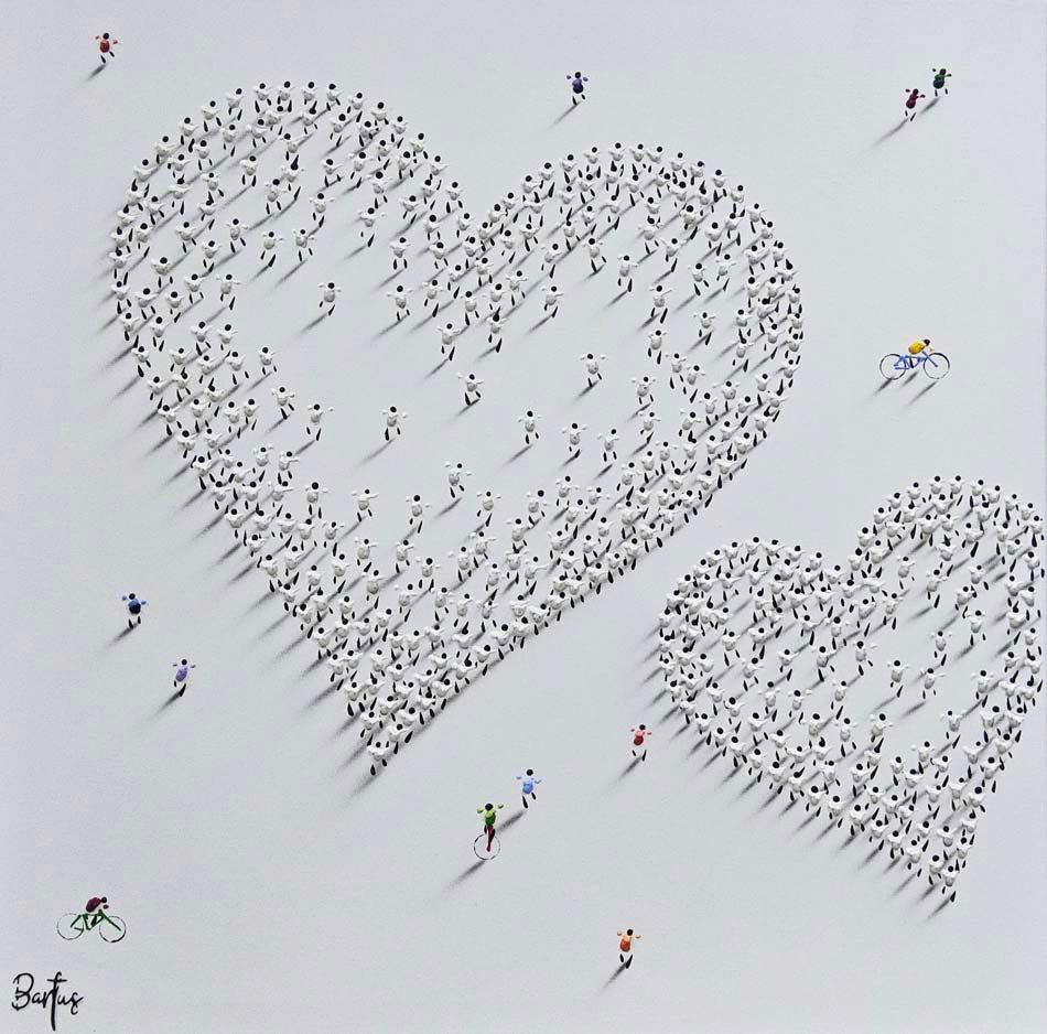 656 Bartus 80×80 Two White Hearts