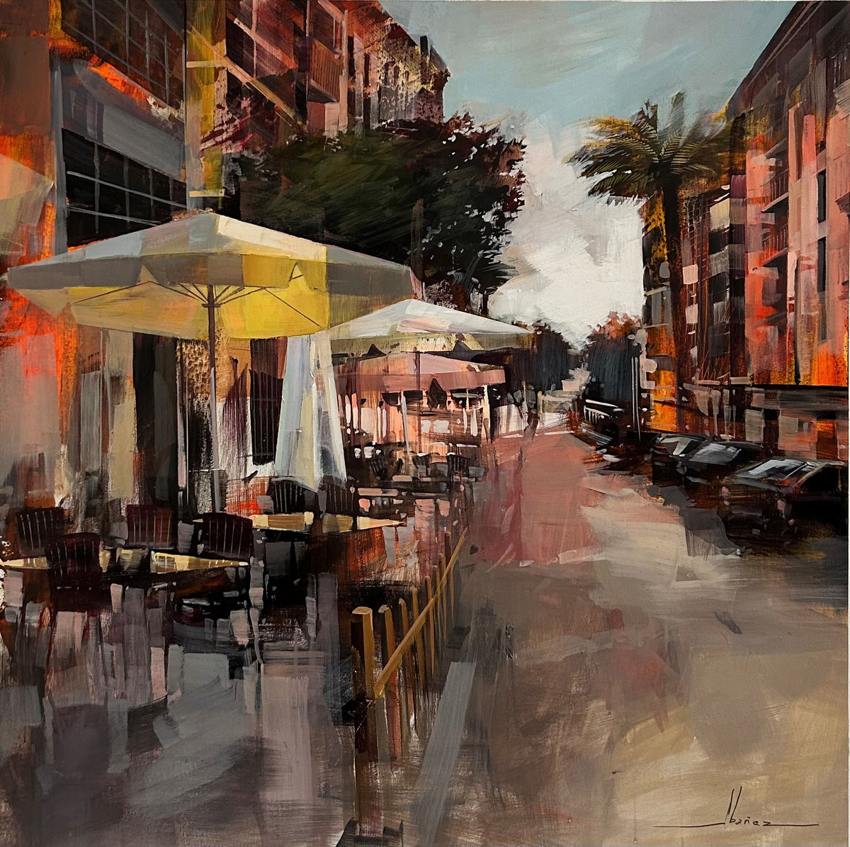 City scene IV – Tomas Ibanez 90×90 cm