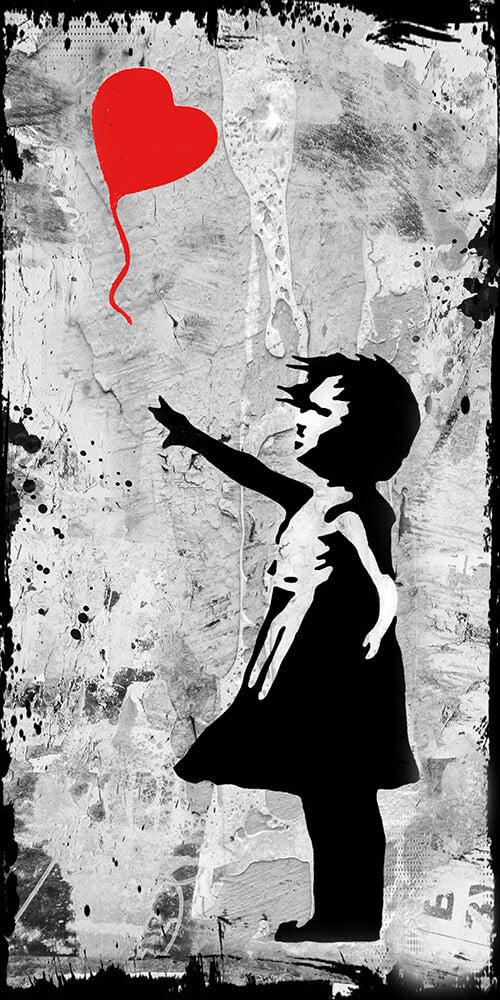 Hommage Balloon Girl Banksy 60x120cm in tiff