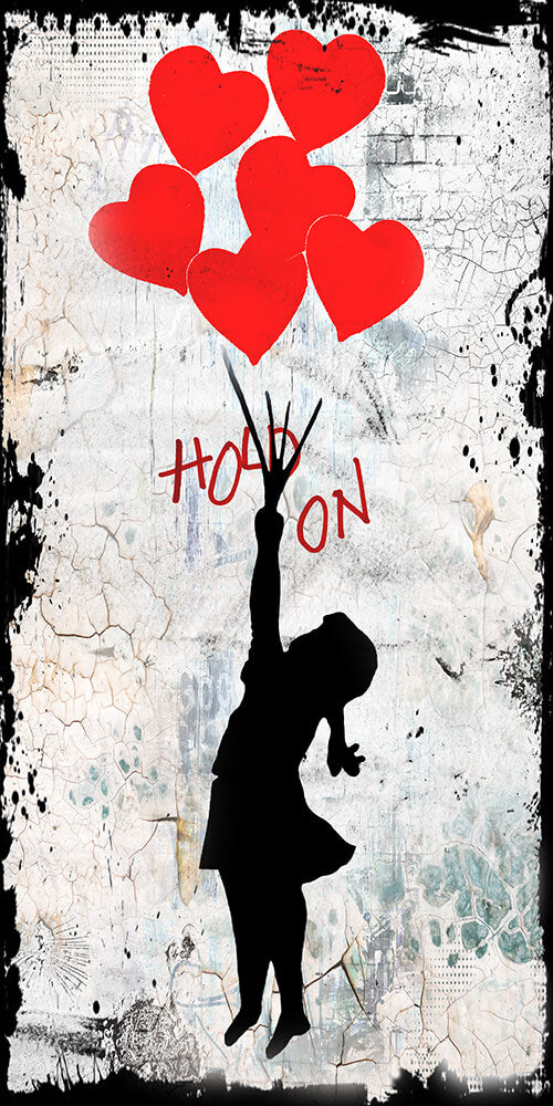 Hommage Floating Girl Banksy 60x120cm in tiff