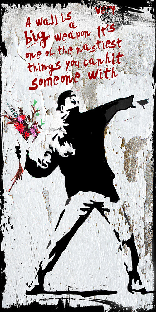 Hommage Flower thrower Banksy 60x120cm in tiff