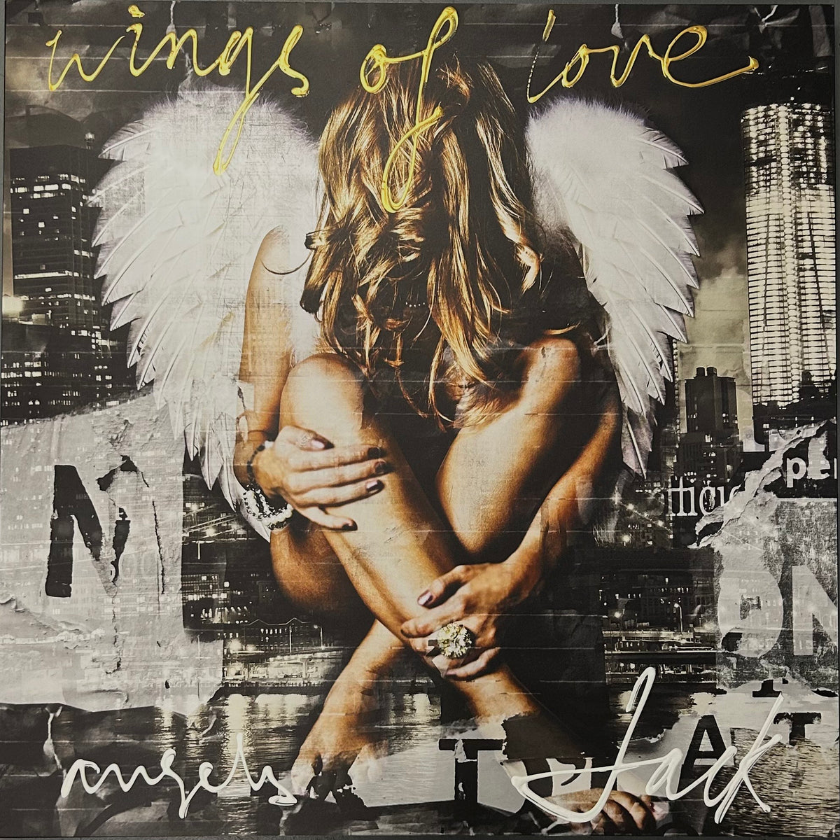 Wings of love black 100 x 100 cm