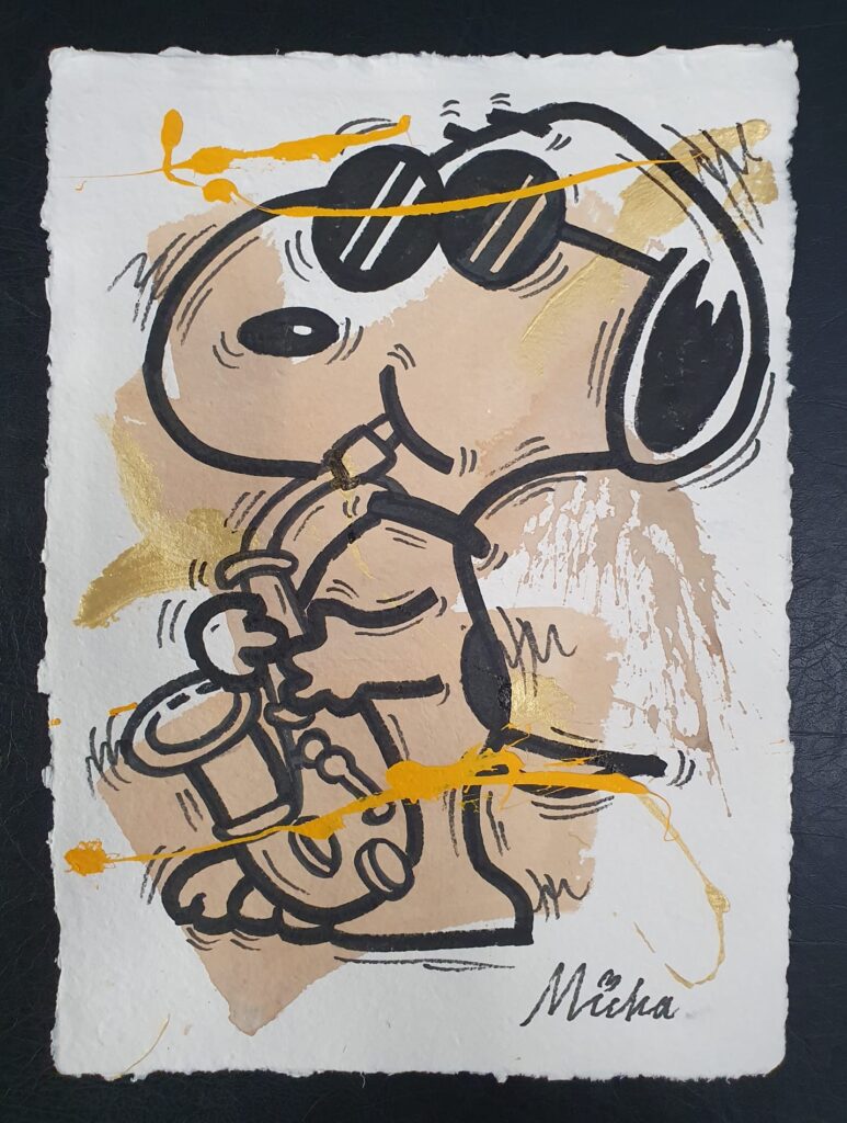 Playing Sax – Original on Paper – Micha Baker